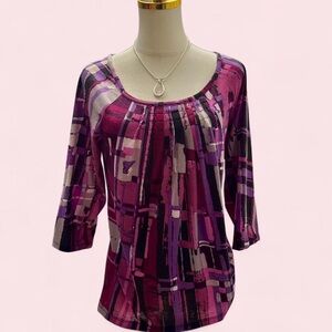 AB Studio Multicolor Plaid Blouse